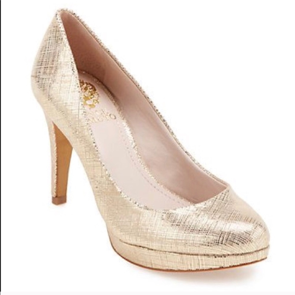 Vince Camuto gold stilettos